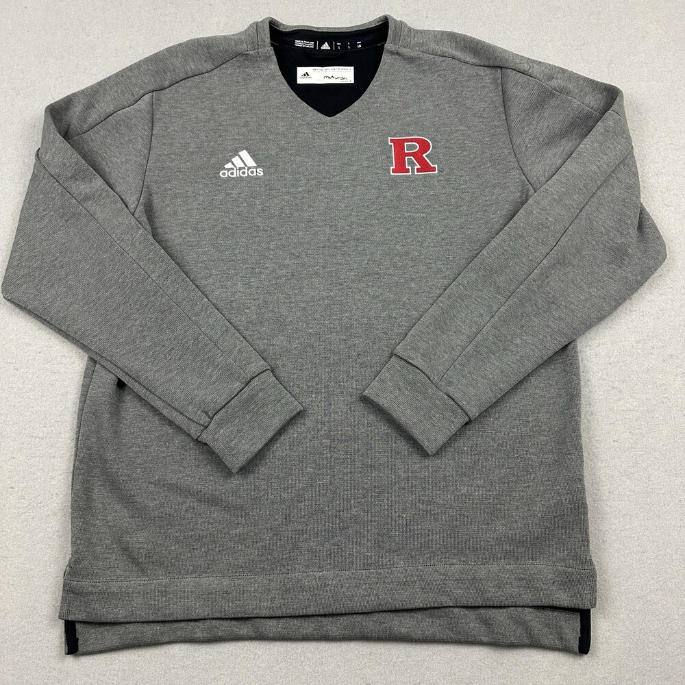 Rutgers Scarlet Knights Sweater Men Large Gray Solid Pullover V-Neck Knit NCAA L